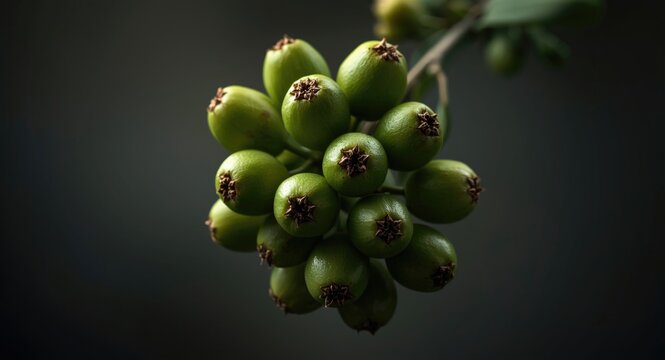 Close Focus on Mature Lilly Pilly Fruit Cluster