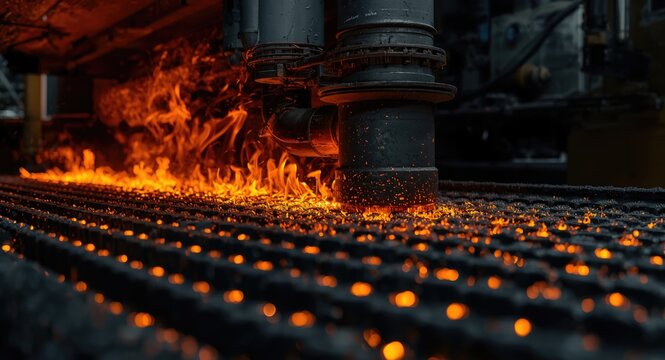 Coal fired boiler grate showing fire activity and urea nozzle for decreasing nitrogen oxide levels