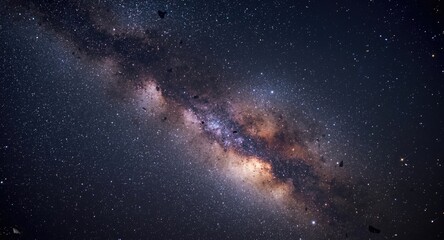 Fototapeta premium Galactic Milky Way view with numerous floating space debris