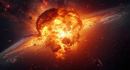 Fototapeta premium An exploding planet creating a brilliant cosmic spectacle