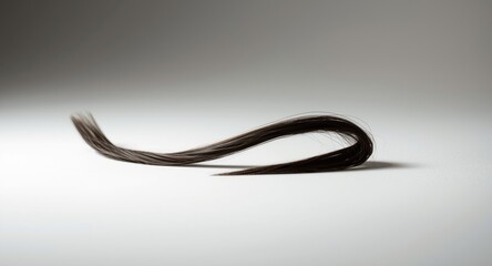 Fototapeta premium brunette hair strand captured clearly on smooth white surface