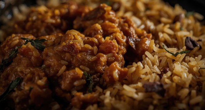 Detailed closeup of traditional Indian fasting dish bhagar with sama pulao rice