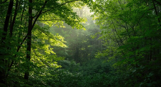 Forest enclave painted in fresh lively green