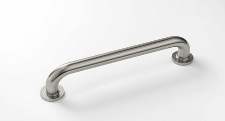 Brushed stainless steel grab bar displayed on a fresh white surface emphasizing safe bathroom environments
