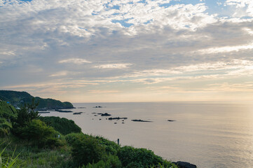 新潟　夕暮れの上輪海岸（柏崎市）