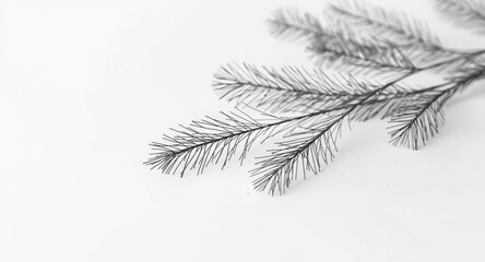 Decorative pine twig line drawing for coloring pages against white surface