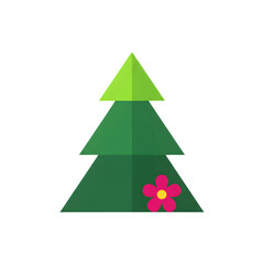 Obraz premium Colorful Geometric Christmas Tree with Flower Decoration Design