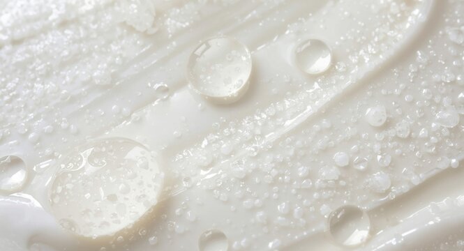 Detailed close-up capturing urea cream texture covered with moisturizing droplets for skin care