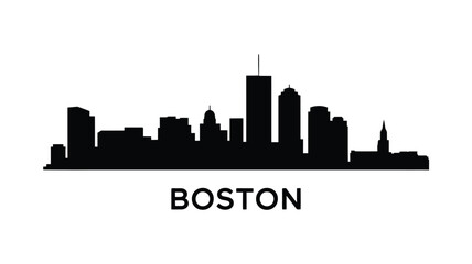 Obraz premium A black silhouette of the boston skyline with the city name below