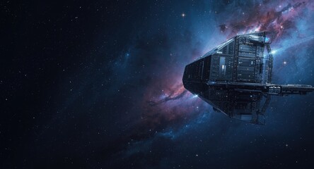 Fototapeta premium cutting edge space colony hovering in the endless cosmic expanse