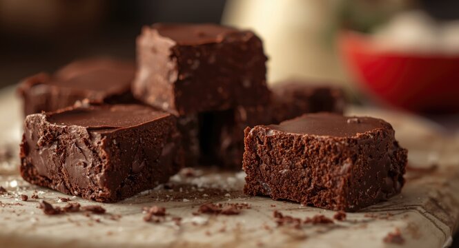 Dark chocolate fudge freshly made at home ready to savor
