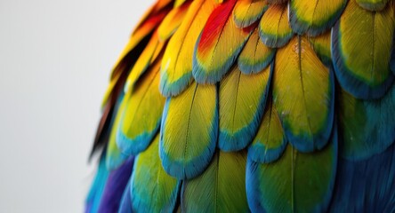 Obraz premium Closeup microscopic photography of parrot feather scales and colors