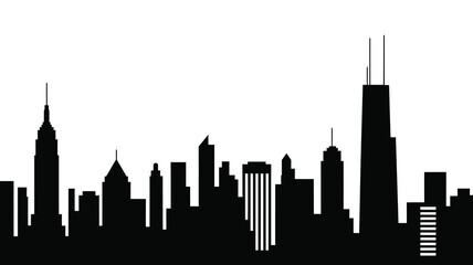 A striking black silhouette depicts a modern city skyline at twilight © MDMINTU