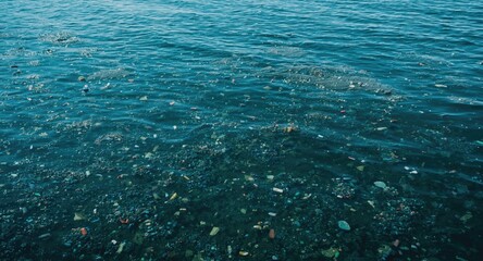 Fototapeta premium Climate risk disclosure related to microplastic pollution water and climate action blank area for text