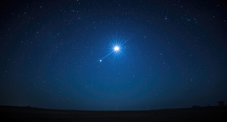 Fototapeta premium Bright night sky with spectacular glow from Polaris star