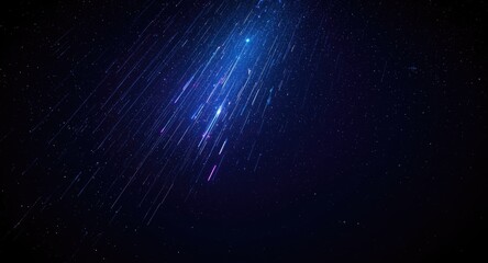 Fototapeta premium Glowing shooting stars blazing across a dark nighttime canvas