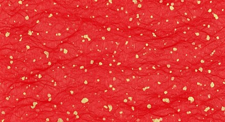 Red crumpled paper texture with golden speckles