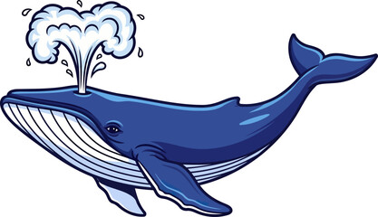 Obraz premium Blue whale spouting a large cloud of water vapor