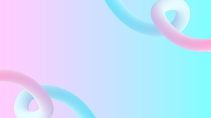 水色とピンクのネオングラデーション立体チューブ曲線フレーム背景 16:9