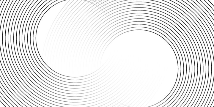 Abstract white background with black circle lines. Digital future technology concept. vector illustration.