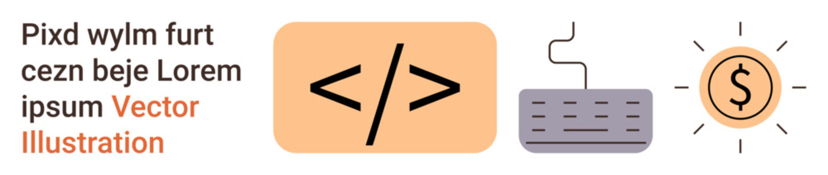 Web development, coding education, programming tools, financial management, technology workflows, online earnings. Code symbol, keyboard and dollar concept. Web development and coding education