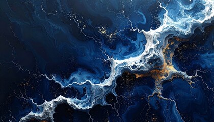Abstract Blue Marble Fluid Art Background