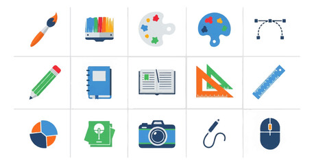 Art and design tools collection icons