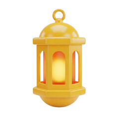 Illuminated yellow lantern hanging in the air