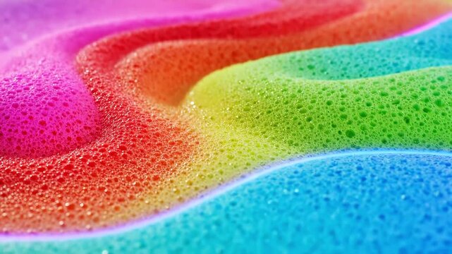 Abstract Foam Texture Gradient Waves Morphing in Colorful Macro Surface Seamless Loop Animation 4K