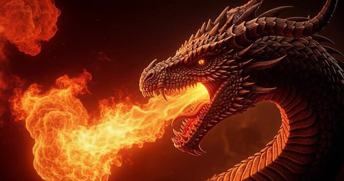 Fiery dragon head illustration