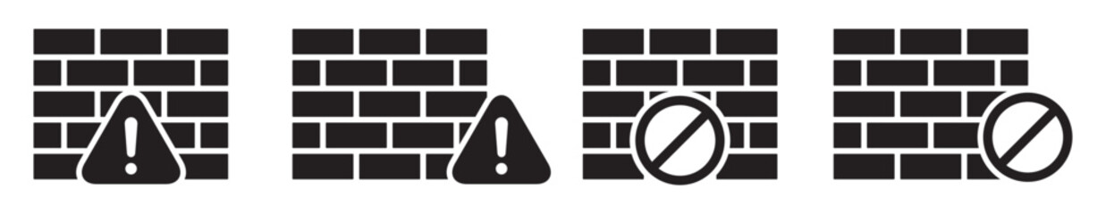 Brick wall warning  forbidden icon illustration