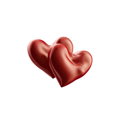 Fototapeta premium Boundless Affection: Two radiant, crimson hearts intertwine, embodying the timeless essence of love, passion, and companionship.