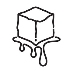 Global Warming Melting Ice Cube Drip Line Icon For Climate Change Infographic