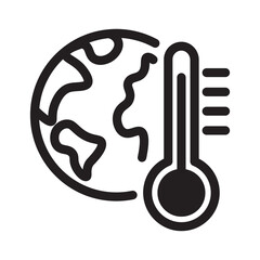 Global Warming Earth Temperature Thermometer Line Icon For App Website