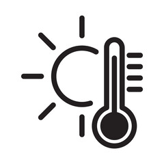 High Temperature Sun Thermometer Heat Line Icon For Weather App UI