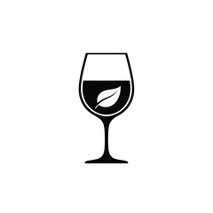 Organic wine icon, vector illustration for natural, bio, vegan, healthy lifestyle, eco friendly, sustainable beverage
