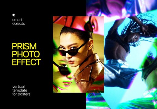 Triangle Prism Poster Photo Effect Mockup