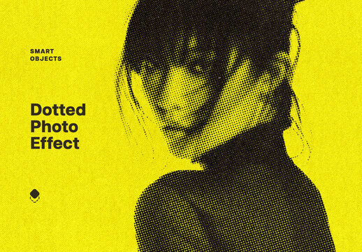Dotted Halftone Photo Effect Mockup