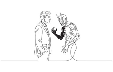 Obraz premium Businessman looking into inner demon devil concept of double personality.