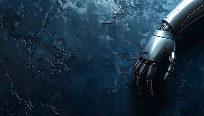 Robotic Hand Emerging from Darkness, Futuristic AI Technology