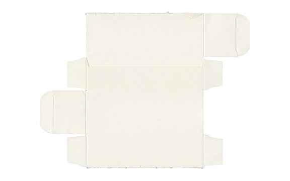 Unfolded white carton box template dieline flat on transparent background