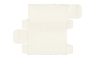 Unfolded white carton box template dieline flat on white background