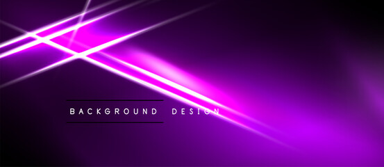 Fototapeta premium Dark background features vibrant purple neon lines. Diagonal streaks create dynamic visual effect. Minimalist design, modern aesthetic.