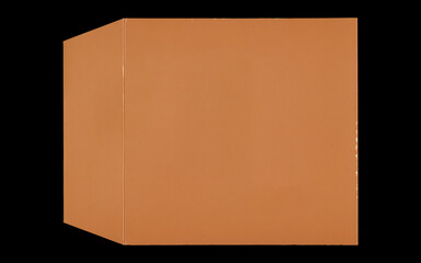 Brown folded cardboard carton corner view on black background