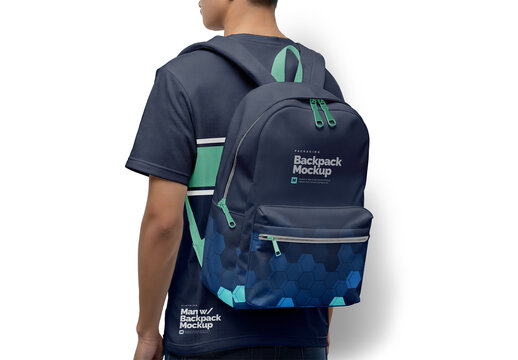 Men with a Backpack Mockup