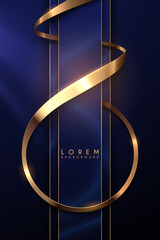 Golden lines on blue elegant background