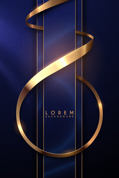 Golden lines on blue elegant background