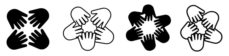 Fototapeta premium teamwork unity hands icon set