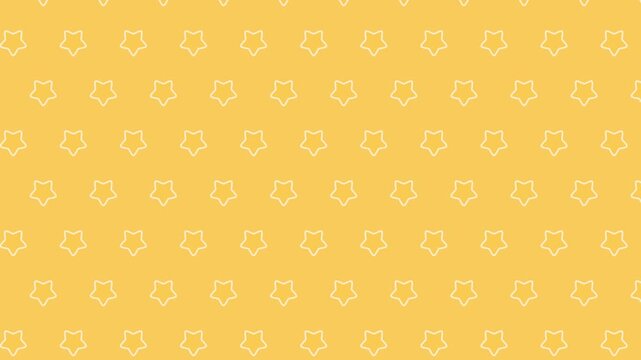 黄色背景に星柄が回りながら斜めに動くアニメーション