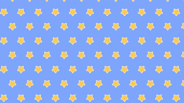 青い背景に星柄が回りながら斜めに動くアニメーション